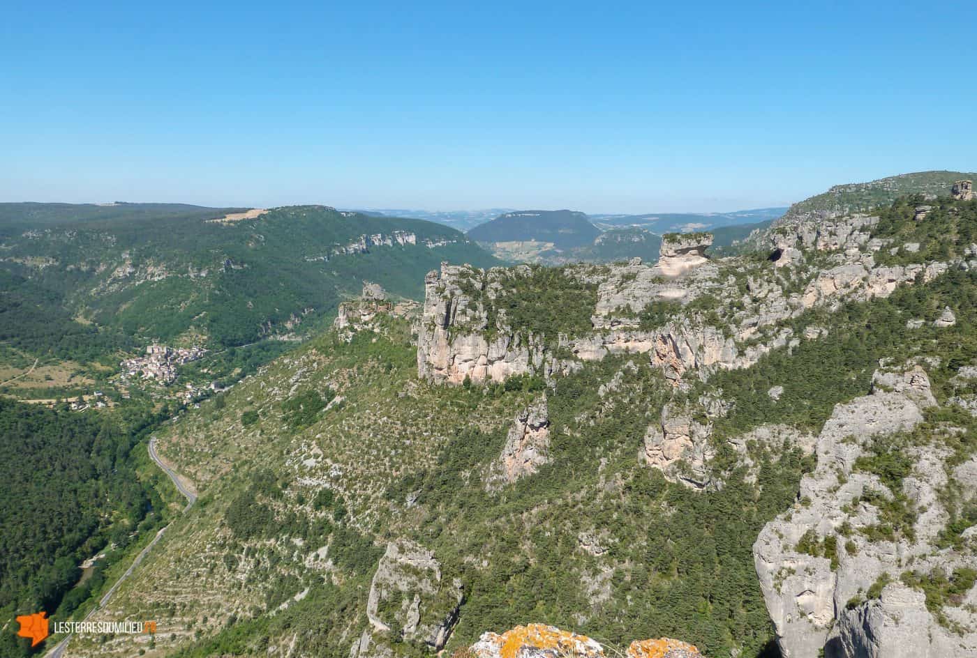 Vue depuis le Causse Méjean sur les gorges de la Jonte et du Tarn