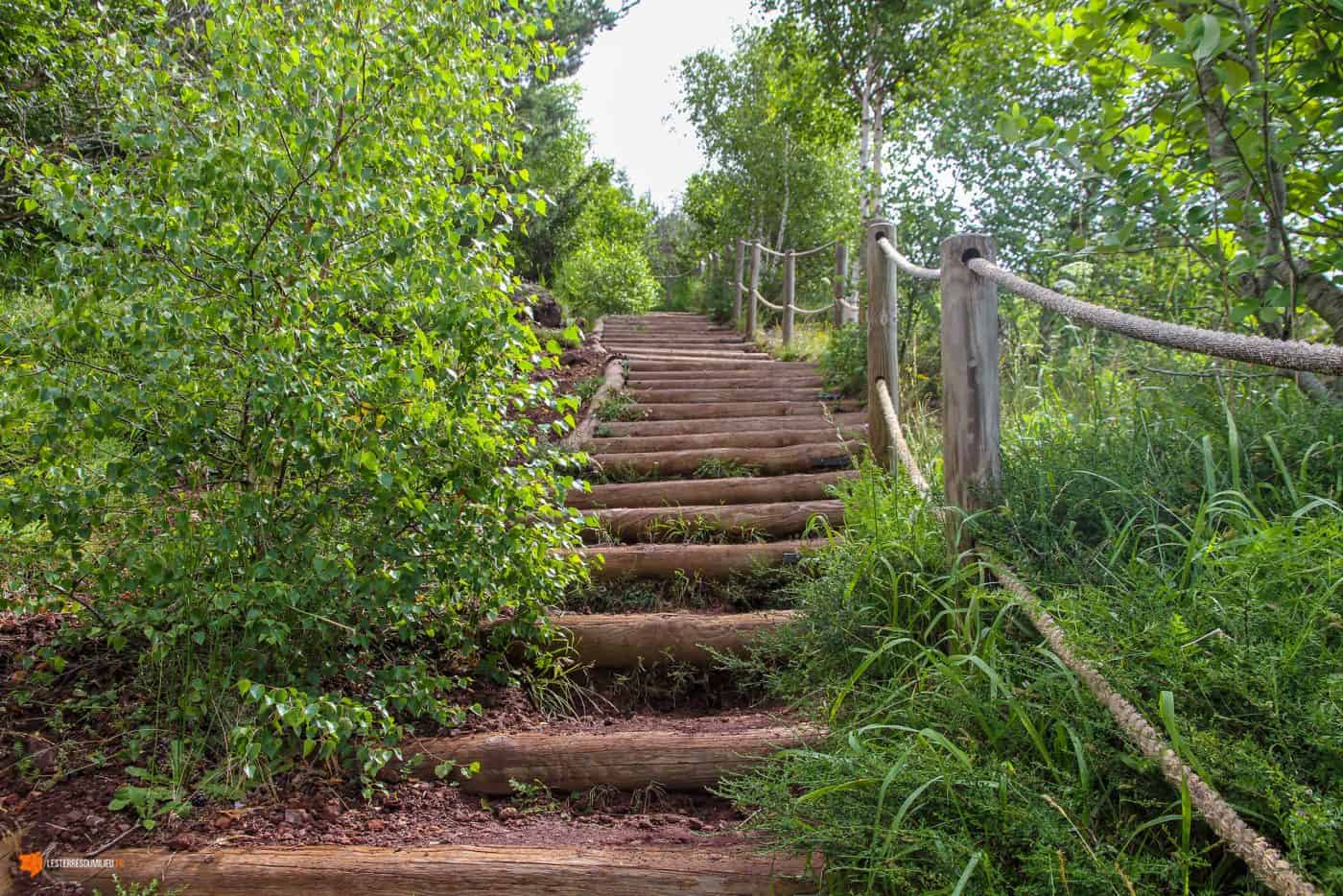 Escaliers menant au sommet du Puy de la Vache