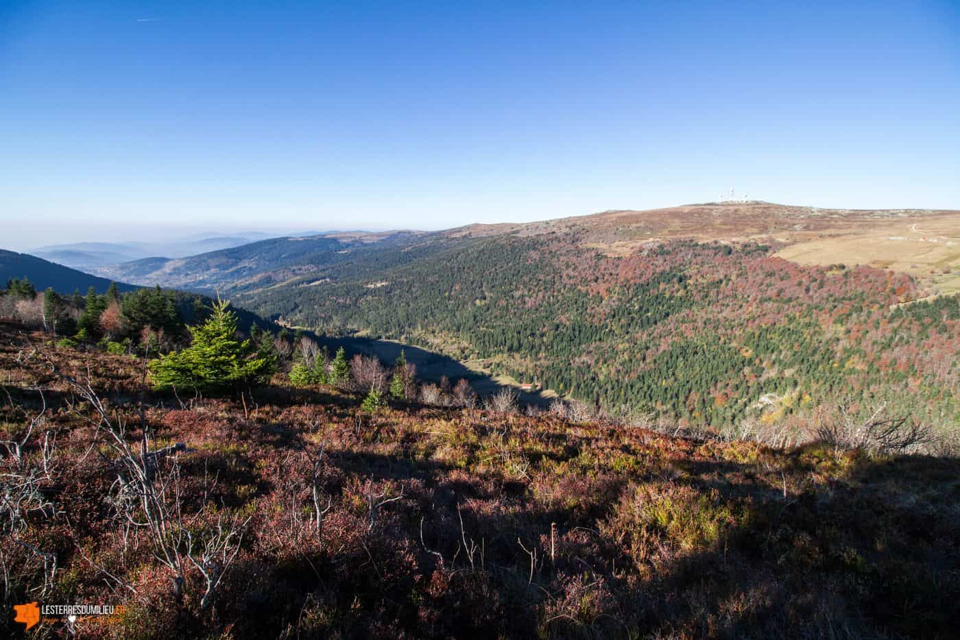 Vue depuis les crêtes du Forez sur la vallée du Fossat